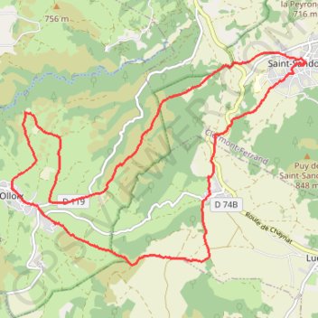 Itinéraire La Gore de Liauzun - Olloix, distance, dénivelé, altitude, carte, profil, trace GPS