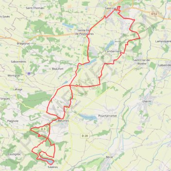 Itinéraire Saint-Lys - Lac de Savères, distance, dénivelé, altitude, carte, profil, trace GPS
