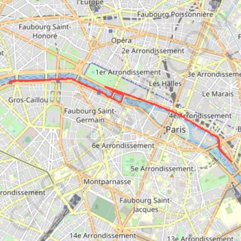 Itinéraire Circuit des berges à Paris, distance, dénivelé, altitude, carte, profil, trace GPS