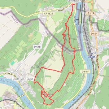 Itinéraire Traumschleife: Schengen, distance, dénivelé, altitude, carte, profil, trace GPS