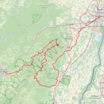 Itinéraire Strasbourg à Saint-Dié-des-Vosges, distance, dénivelé, altitude, carte, profil, trace GPS
