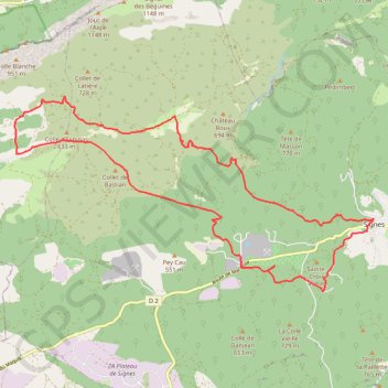 Itinéraire Signes-Riboux, distance, dénivelé, altitude, carte, profil, trace GPS