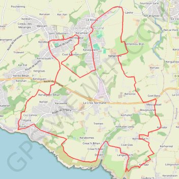 Itinéraire Pays d'Iroise, distance, dénivelé, altitude, carte, profil, trace GPS