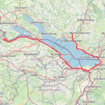 Itinéraire Tour du Lac de Constance, distance, dénivelé, altitude, carte, profil, trace GPS
