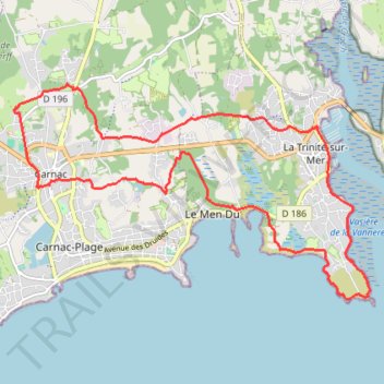 Itinéraire Carnac La Trinité, distance, dénivelé, altitude, carte, profil, trace GPS
