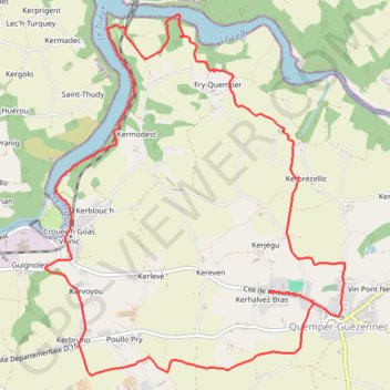 Itinéraire Le long du Trieux et du Leff, distance, dénivelé, altitude, carte, profil, trace GPS