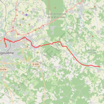 Itinéraire Angoulême-Marthon, distance, dénivelé, altitude, carte, profil, trace GPS