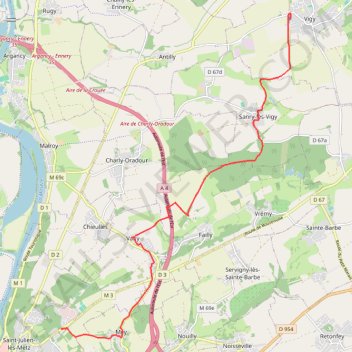 Itinéraire Vigy_Saint-Julien-lès-Metz, distance, dénivelé, altitude, carte, profil, trace GPS