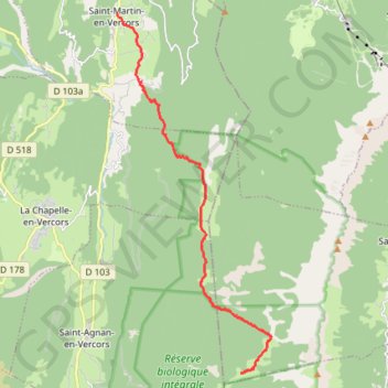 Itinéraire Les Hauts Plateaux du Vercors en âne - Étape 1, distance, dénivelé, altitude, carte, profil, trace GPS