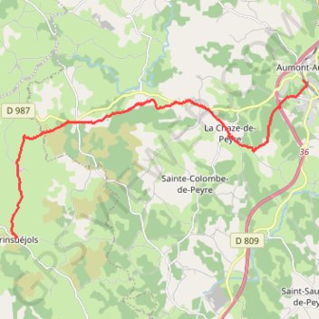 Itinéraire De Aumont-Aubrac à Prinsuejols, distance, dénivelé, altitude, carte, profil, trace GPS
