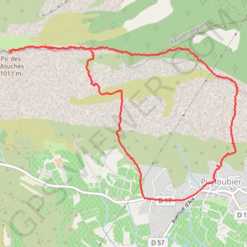 Itinéraire Le Pic des Mouches depuis Puyloubier, distance, dénivelé, altitude, carte, profil, trace GPS