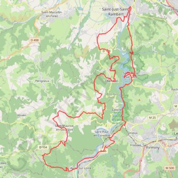 Itinéraire Les Gorges de la Loire aux portes de Saint-Etienne - Saint-Just-Saint-Rambert, distance, dénivelé, altitude, carte, profil, trace GPS
