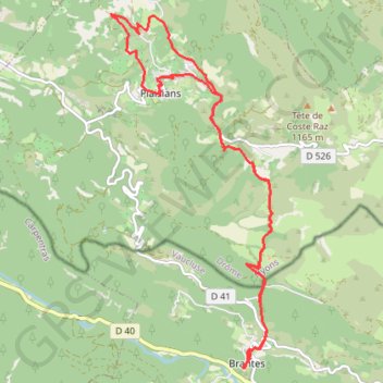 Itinéraire De Plaisians à Brantes, distance, dénivelé, altitude, carte, profil, trace GPS