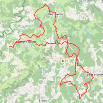 Itinéraire Piégut-Pluviers, Mérigaud, distance, dénivelé, altitude, carte, profil, trace GPS
