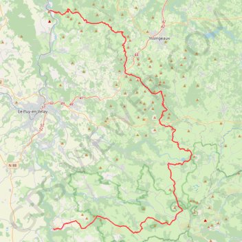 Itinéraire GR40 De Goudet à Vorey (Haute-Loire), distance, dénivelé, altitude, carte, profil, trace GPS