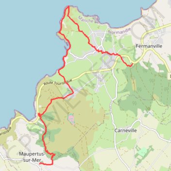 Itinéraire Etape 6 - FERMANVILLE à MAUPERTUS-SUR-MER, distance, dénivelé, altitude, carte, profil, trace GPS