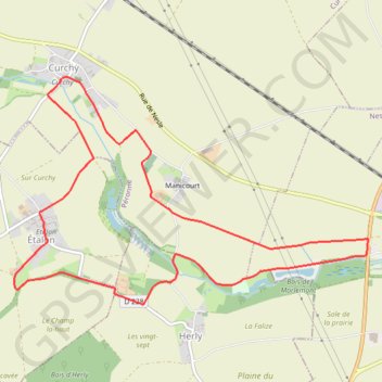 Itinéraire Circuit de l'Ingon - Curchy, distance, dénivelé, altitude, carte, profil, trace GPS