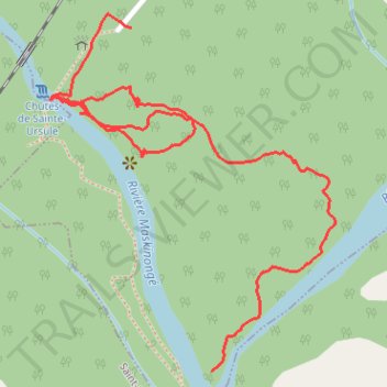 Itinéraire Parc des Chutes de Sainte-Ursule, distance, dénivelé, altitude, carte, profil, trace GPS