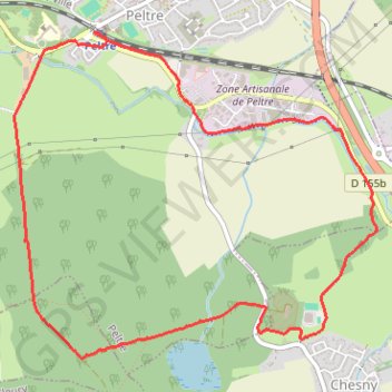 Itinéraire Peltre_Chesny, distance, dénivelé, altitude, carte, profil, trace GPS