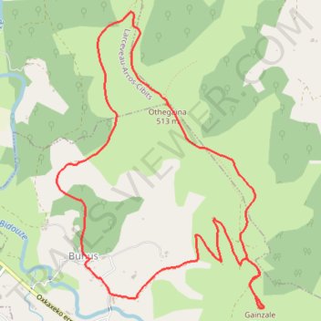 Itinéraire Othegagne et Gaintzabala en circuit depuis Bunus, distance, dénivelé, altitude, carte, profil, trace GPS