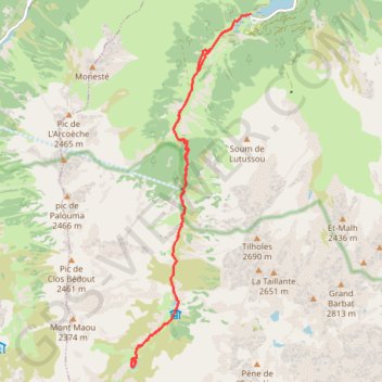 Itinéraire Les lacs et les ruines de Liantran depuis le Lac d'Estaing, distance, dénivelé, altitude, carte, profil, trace GPS