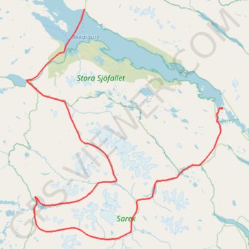 Itinéraire Sarek, distance, dénivelé, altitude, carte, profil, trace GPS