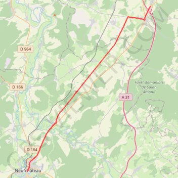 Itinéraire Allain - Neufchâteau, distance, dénivelé, altitude, carte, profil, trace GPS