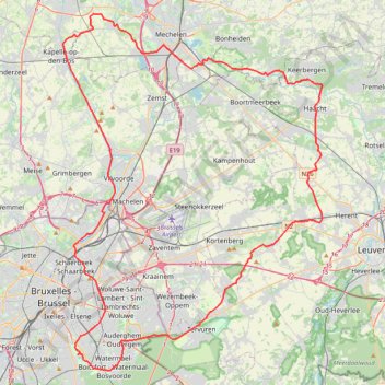 Itinéraire BBB (A) (N) 96km 300D+ Mechelen, distance, dénivelé, altitude, carte, profil, trace GPS