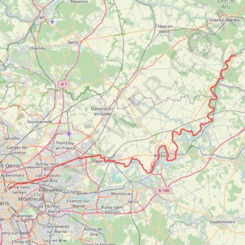 Itinéraire Canal de l'Ourcq, distance, dénivelé, altitude, carte, profil, trace GPS