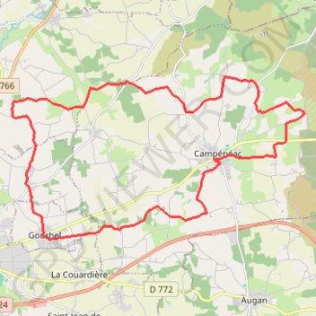 Itinéraire Campénéac - Gourhel, distance, dénivelé, altitude, carte, profil, trace GPS