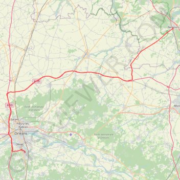 Itinéraire Nemours à Orléans, distance, dénivelé, altitude, carte, profil, trace GPS