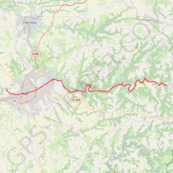Itinéraire Albi Trébas, distance, dénivelé, altitude, carte, profil, trace GPS