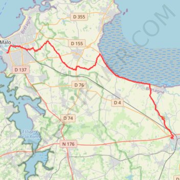 Itinéraire Dol-de-Bretagne (35120), Ille-et-Vilaine, Bretagne, France - 33 Rue George V (Saint-Malo), distance, dénivelé, altitude, carte, profil, trace GPS