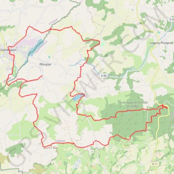 Itinéraire De Guerlesquin à la forêt de Beffou, distance, dénivelé, altitude, carte, profil, trace GPS