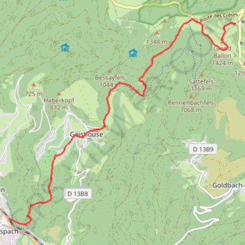 Itinéraire De Saint Amarin au grand ballon, distance, dénivelé, altitude, carte, profil, trace GPS
