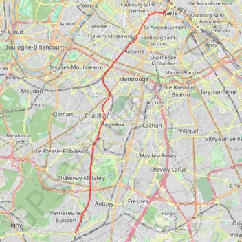 Itinéraire Paris / Massy, distance, dénivelé, altitude, carte, profil, trace GPS