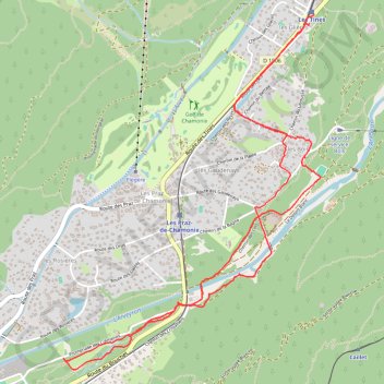Itinéraire Les Praz de Chamonix (74), distance, dénivelé, altitude, carte, profil, trace GPS