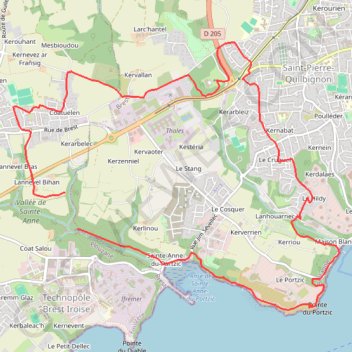 Itinéraire Saint-Anne du Portzic, distance, dénivelé, altitude, carte, profil, trace GPS