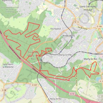 Itinéraire Forêt de Marly2, distance, dénivelé, altitude, carte, profil, trace GPS