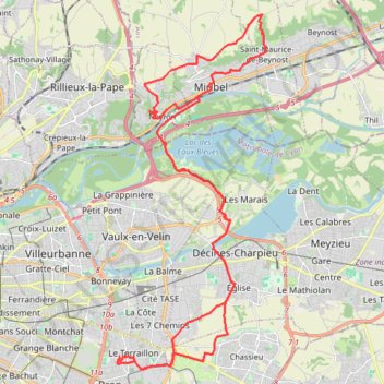 Itinéraire Bron Cyclisme, distance, dénivelé, altitude, carte, profil, trace GPS