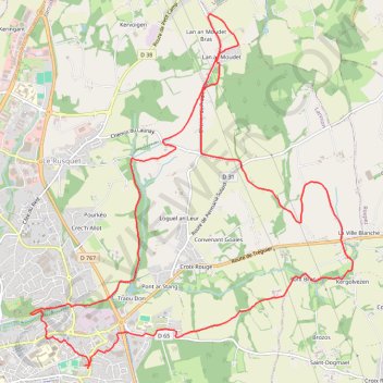Itinéraire Au départ de Lannion, distance, dénivelé, altitude, carte, profil, trace GPS