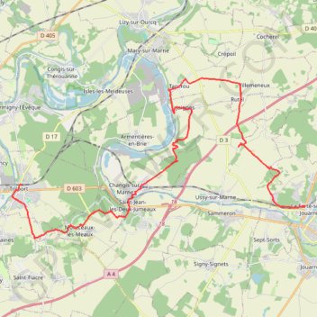 Itinéraire De Trilport à la Ferté sous Jouarre, distance, dénivelé, altitude, carte, profil, trace GPS