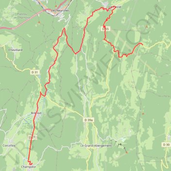 Itinéraire Champdor-Corcelles Cyclisme, distance, dénivelé, altitude, carte, profil, trace GPS