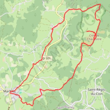 Itinéraire Marlhes chaussitre, distance, dénivelé, altitude, carte, profil, trace GPS