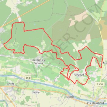 Itinéraire Rando à Panzoult, distance, dénivelé, altitude, carte, profil, trace GPS