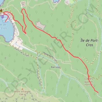 Itinéraire Port-Cros du port au fortin de la vigie, distance, dénivelé, altitude, carte, profil, trace GPS