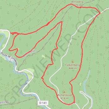 Itinéraire Les couleurs de l'automne autour du château du Grand Arnsbourg, distance, dénivelé, altitude, carte, profil, trace GPS