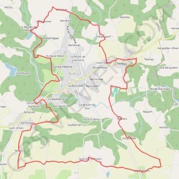 Itinéraire La vallée du Blavet - Le grand circuit Bubry, distance, dénivelé, altitude, carte, profil, trace GPS