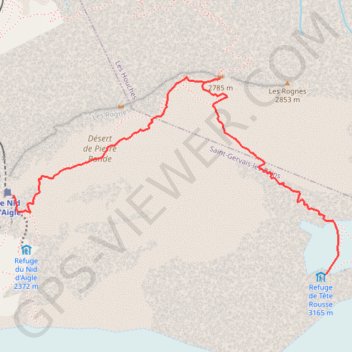 Itinéraire Mont Blanc - Marche d'approche, distance, dénivelé, altitude, carte, profil, trace GPS
