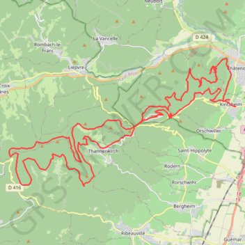 Itinéraire Intersport Selestat Grand Trail HK 59 Km, distance, dénivelé, altitude, carte, profil, trace GPS